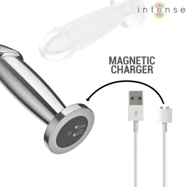 INTENSE - PLUG ANAL 10 VIBRACIONES METAL EN FORMA DE DILDO CON CONTROL REMOTO M 