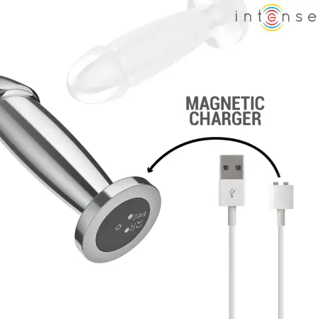 INTENSE - PLUG ANAL 10 VIBRACIONES METAL EN FORMA DE DILDO CON CONTROL REMOTO M 