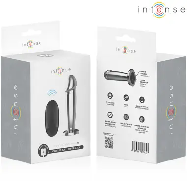 INTENSE - PLUG ANAL 10 VIBRACIONES METAL EN FORMA DE DILDO CON CONTROL REMOTO M 