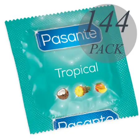 PASANTE - PRESERVATIVOS SABORES TROPICAL 144 UNIDADES 