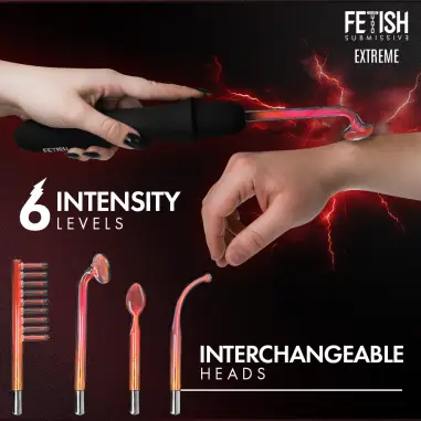 FETISH SUBMISSIVE - VIBRADOR WAND ELECTROESTIMULACIÓN ALTA FRECUENCIA Electro estimulación