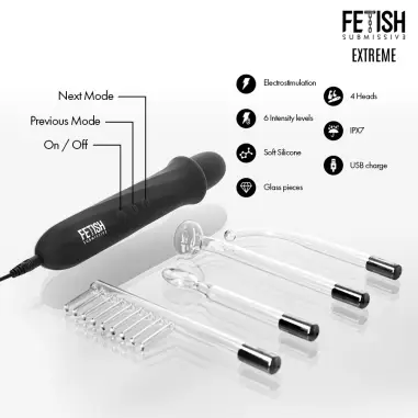 FETISH SUBMISSIVE - VIBRADOR WAND ELECTROESTIMULACIÓN ALTA FRECUENCIA Electro estimulación