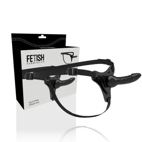 FETISH SUBMISSIVE HARNESS - SILICONA NEGRO REALISTIC 16 CM 