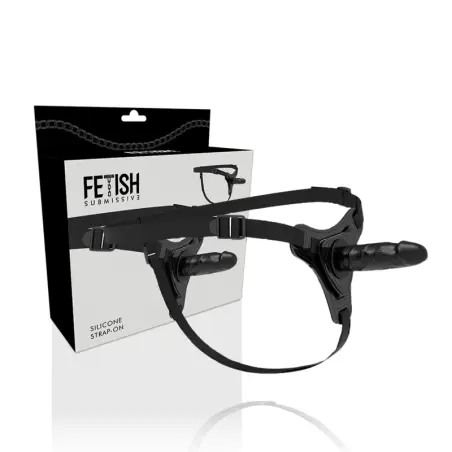 FETISH SUBMISSIVE HARNESS - SILICONA NEGRO REALISTIC 15 CM 