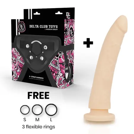 DELTA CLUB - TOYS ARNÉS + DILDO NATURAL SILICONA MEDICA 17 CM -O- 3 CM 