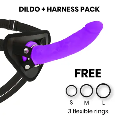DELTA CLUB - TOYS ARNES + DILDO LILA SILICONA MEDICA 20 CM -O- 4 CM 
