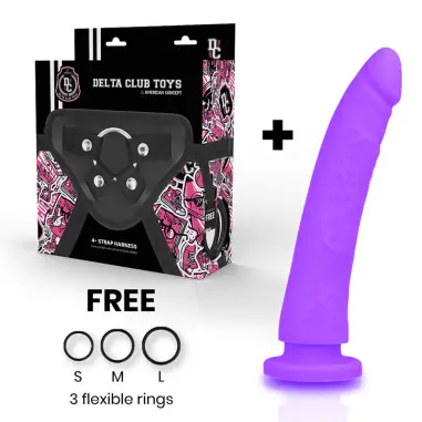 DELTA CLUB - TOYS ARNES + DILDO LILA SILICONA MEDICA 20 CM -O- 4 CM 