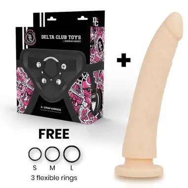 DELTA CLUB - TOYS ARNES + DILDO NATURAL SILICONA MEDICA 23 CM -O- 4.5 CM 