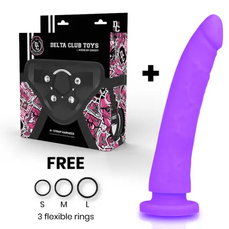 DELTA CLUB - TOYS ARNES + DILDO LILA SILICONA MEDICA 23 CM -O- 4.5 CM 