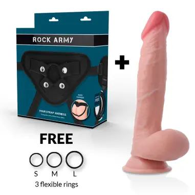 ROCKARMY - ARNÉS + DUAL DENSITY SHERMAN DILDO REALISTA 24 CM -O- 4.62 CM Penes realísticos