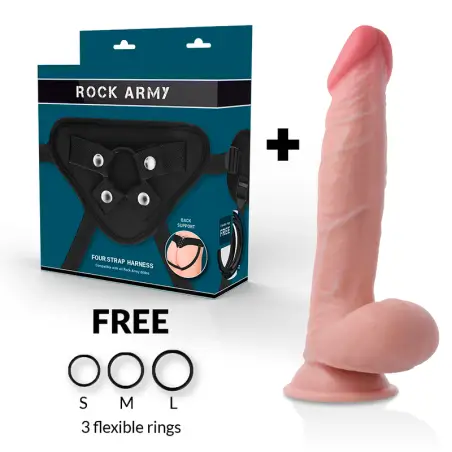 ROCKARMY - ARNÉS + DUAL DENSITY SHERMAN DILDO REALISTA 24 CM -O- 4.62 CM Penes realísticos