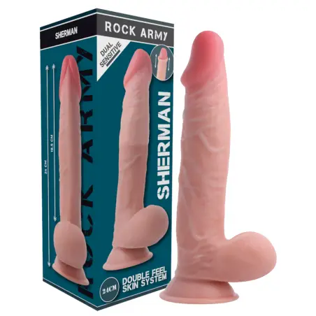 ROCKARMY - ARNÉS + DUAL DENSITY SHERMAN DILDO REALISTA 24 CM -O- 4.62 CM Penes realísticos