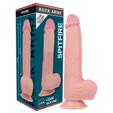 ROCKARMY - ARNÉS + LIQUID SILICONE DILDO PREMIUM SPITFIRE 21 CM -O- 4.62 CM 