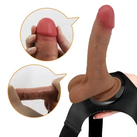 PRETTY LOVE - HARNESS BRIEFS UNIVERSAL CON DILDO VIBRACIÓN Y SQUIRTING 15.5 CM MULATO 