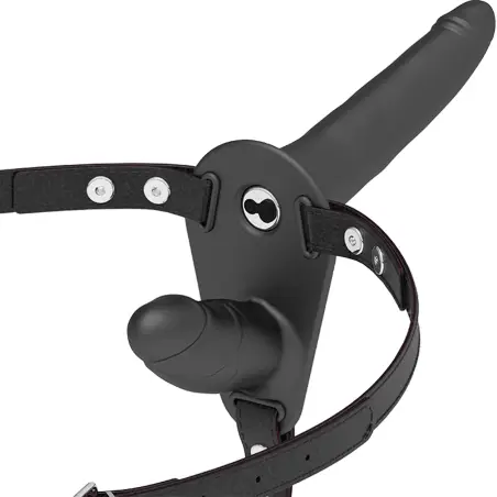 FETISH SUBMISSIVE HARNESS - DOBLE PENETRACIÓN VIBRADOR NEGRO Arneses Dobles