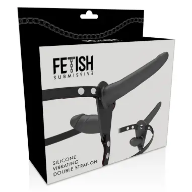 FETISH SUBMISSIVE HARNESS - DOBLE PENETRACIÓN VIBRADOR NEGRO Arneses Dobles