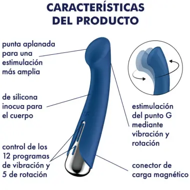 SATISFYER - SPINNING G-SPORT 1 VIBRADOR ROTADOR AZUL Vibradores Punto G