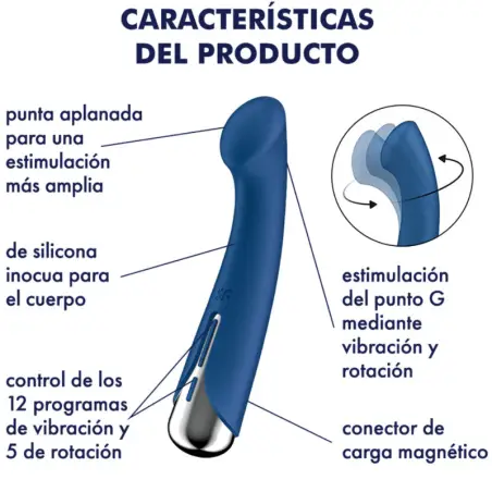 SATISFYER - SPINNING G-SPORT 1 VIBRADOR ROTADOR AZUL Vibradores Punto G