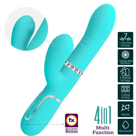 PRETTY LOVE - VIBRADOR PUNTO G MULTIFUNCIÓN VERDE AGUA 