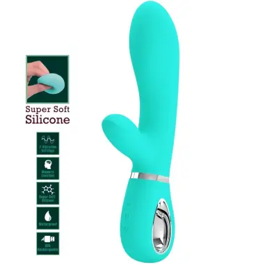 PRETTY LOVE - THOMAS VIBRADOR PUNTO G MULTIFUNCIÓN VERDE AGUA 
