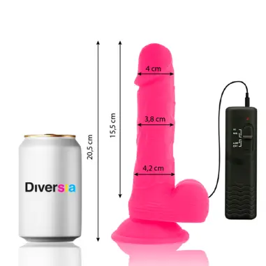 DIVERSIA - DILDO REALÍSTICO FLEXIBLE CON VIBRACIÓN ROSA 20.5 CM -O- 4.2 CM 