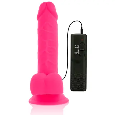 DIVERSIA - DILDO REALÍSTICO FLEXIBLE CON VIBRACIÓN ROSA 20.5 CM -O- 4.2 CM 