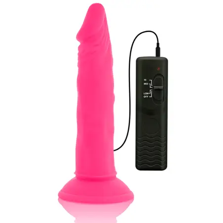 DIVERSIA - DILDO REALÍSTICO FLEXIBLE CON VIBRACIÓN ROSA 23 CM -O- 4.3 CM 