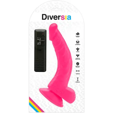 DIVERSIA - DILDO REALÍSTICO FLEXIBLE CON VIBRACIÓN ROSA 21.5 CM -O- 4.5 CM 