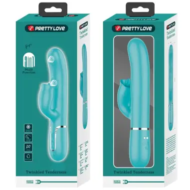 PRETTY LOVE - VIBRADOR RABBIT CON LICKING VERDE AGUA 