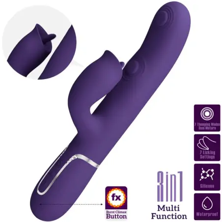 PRETTY LOVE - VIBRADOR RABBIT CON LICKING MORADO 