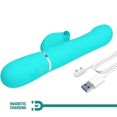 PRETTY LOVE - VIBRADOR RABBIT PERLAS VERDE AGUA 