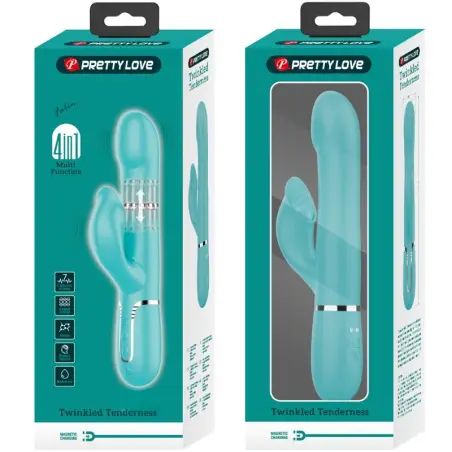 PRETTY LOVE - VIBRADOR RABBIT PERLAS VERDE AGUA 