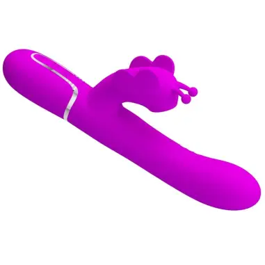 PRETTY LOVE - VIBRADOR RABBIT MULTIFUNCIÓN 4 EN 1 MARIPOSA FUCSIA 
