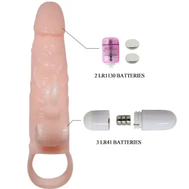 BAILE - BRAVE MAN FUNDA PENE CON RABBIT VIBRADOR 16.5 CM NATURAL Fundas Pene con Extensión