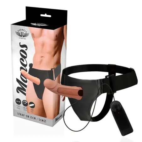 HARNESS ATTRACTION - ARNÉS HUECO MARCOS CON VIBRADOR 15 CM -O- 5 CM 