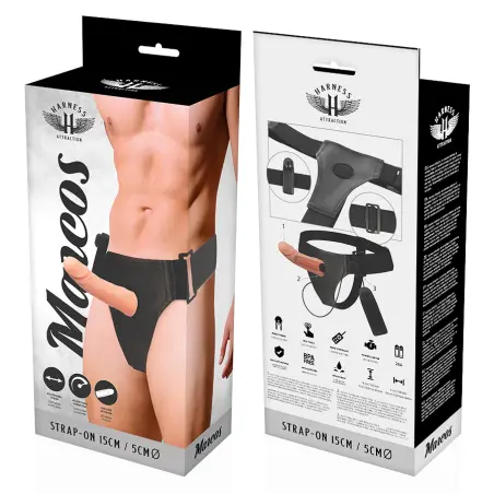 HARNESS ATTRACTION - ARNÉS HUECO MARCOS CON VIBRADOR 15 CM -O- 5 CM 