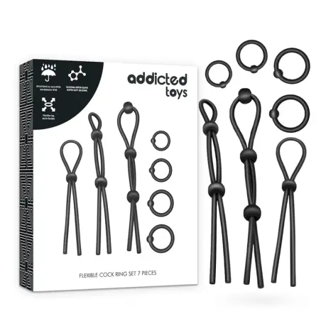 ADDICTED TOYS - KIT DE 7 ANILLAS SILICONA FLEXIBLE Anillos sin vibración