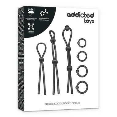 ADDICTED TOYS - KIT DE 7 ANILLAS SILICONA FLEXIBLE Anillos sin vibración