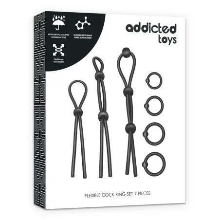 ADDICTED TOYS - KIT DE 7 ANILLAS SILICONA FLEXIBLE Anillos sin vibración
