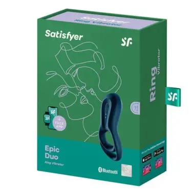 SATISFYER - EPIC DUO ANILLO VIBRADOR APP AZUL Anillos con Vibración