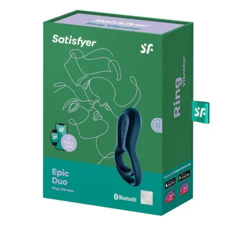 SATISFYER - EPIC DUO ANILLO VIBRADOR APP AZUL Anillos con Vibración