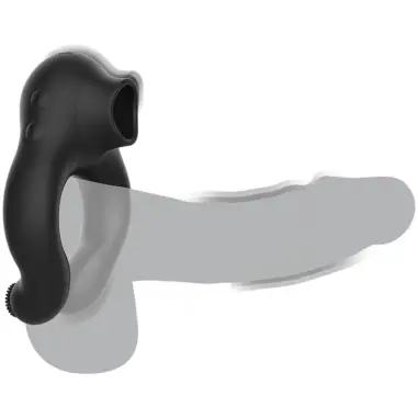 BLACK&SILVER - ANILLO VIBRADOR SILICONA 3 MOTORES RECARGABLE NEGRO 