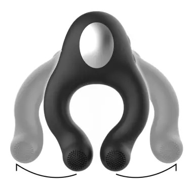 BLACK&SILVER - ANILLO VIBRADOR SILICONA 3 MOTORES RECARGABLE NEGRO 