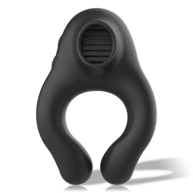 BLACK&SILVER - ANILLO VIBRADOR SILICONA 3 MOTORES RECARGABLE NEGRO 