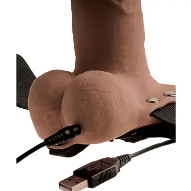 FETISH FANTASY SERIES - ARNÉS AJUSTABLE PENE REALÍSTICO CON TESTÍCULOS RECARGABLE Y VIBRADOR 15 CM 