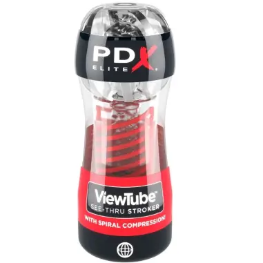 PDX ELITE - MASTURBADOR STROKER VIEWTUBE 2 COMPRESION ESPIRAL TRANSPARENTE 