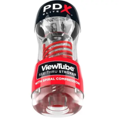 PDX ELITE - MASTURBADOR STROKER VIEWTUBE 2 COMPRESION ESPIRAL TRANSPARENTE 