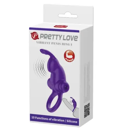 PRETTY LOVE - ANILLO VIBRADOR I CONEJO PARA PENE MORADO 