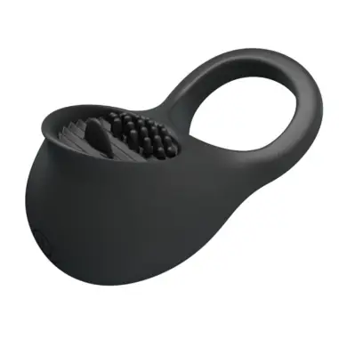 PRETTY LOVE - ANILLO VIBRADOR PARA PENE CON LENGUA NEGRO Anillos con Vibración
