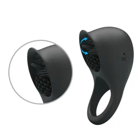 PRETTY LOVE - ANILLO VIBRADOR PARA PENE CON LENGUA NEGRO Anillos con Vibración